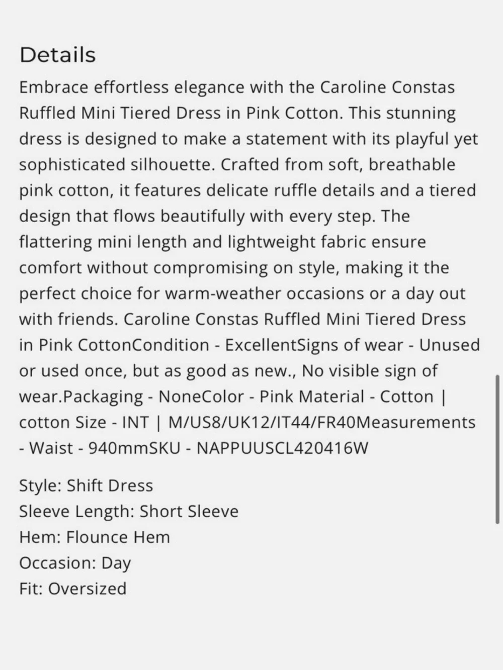 Caroline Constas Pink Tiered Cotton Dress - Picture 2 of 2